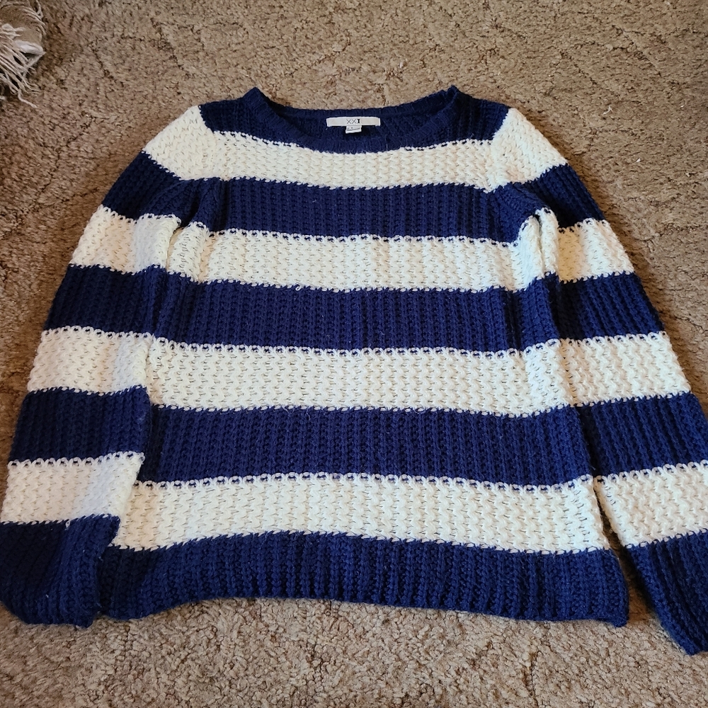 Blue and white sweater